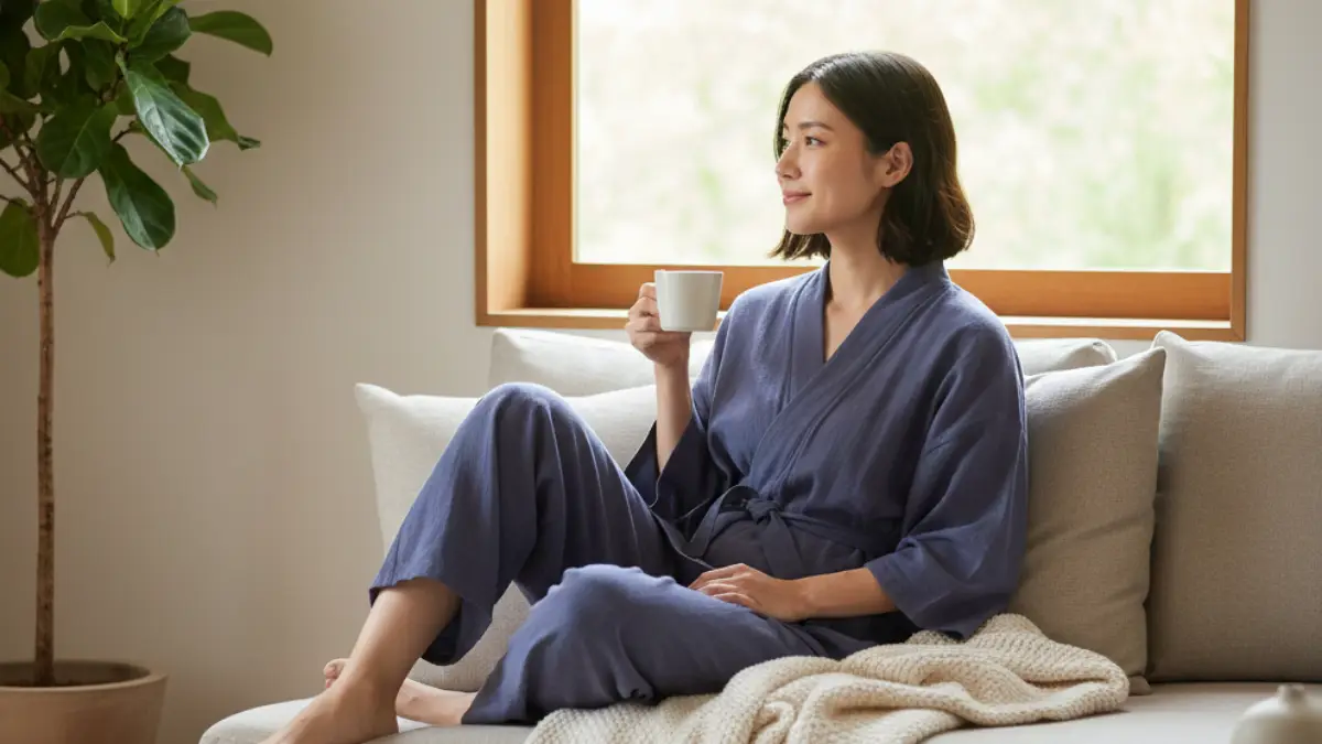 着物部屋着と一般的なルームウェアを比較したイメージ