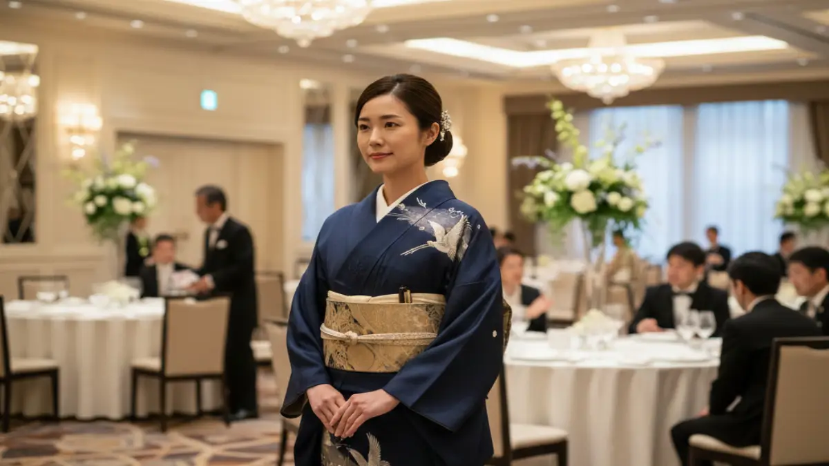 結婚式のお呼ばれで友人が着物を着るときのナチュラルな雰囲気