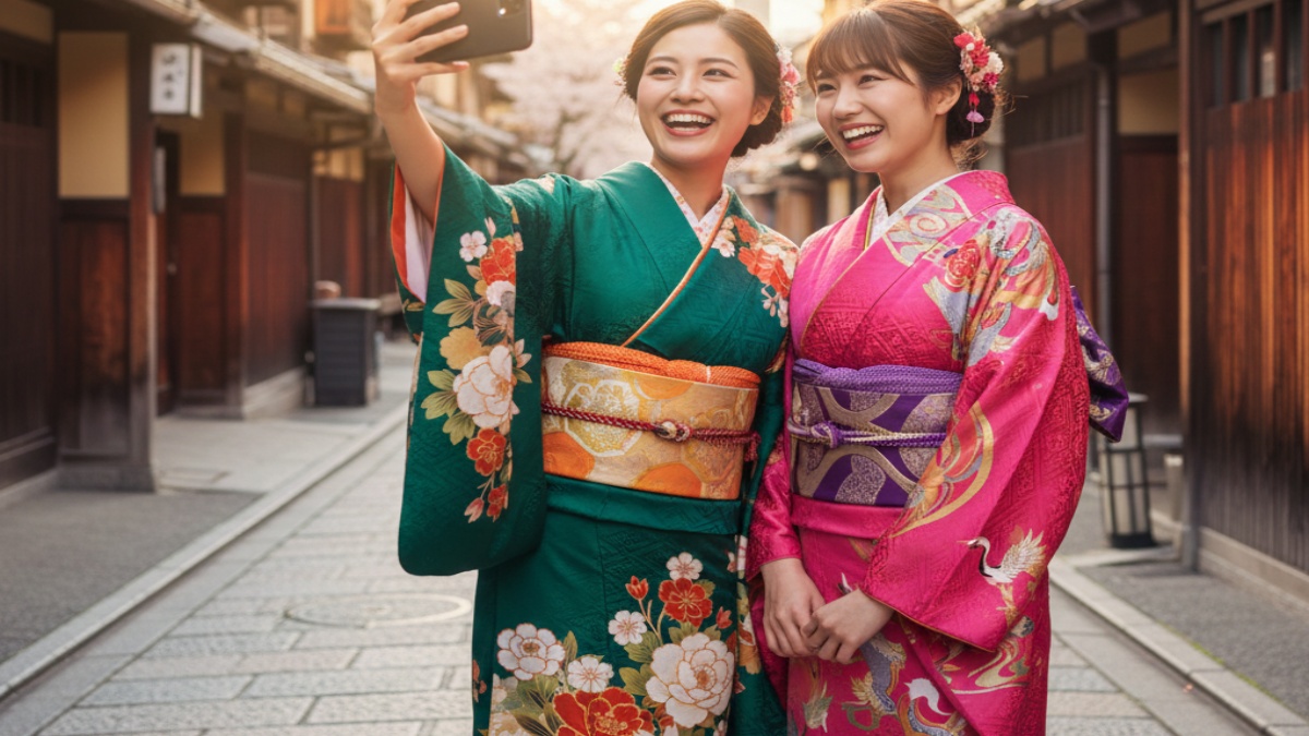 祇園で撮影する京都きもの姿の写真イメージ