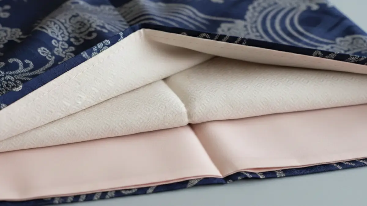 袷の着物に付く胴裏と八掛の構造が分かる画像