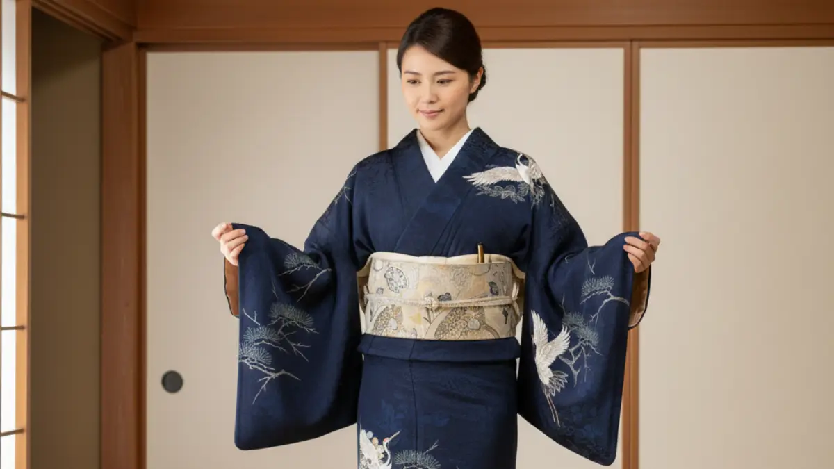 胴回りに裏地がなく裾に八掛が付いた胴抜き仕立ての構造