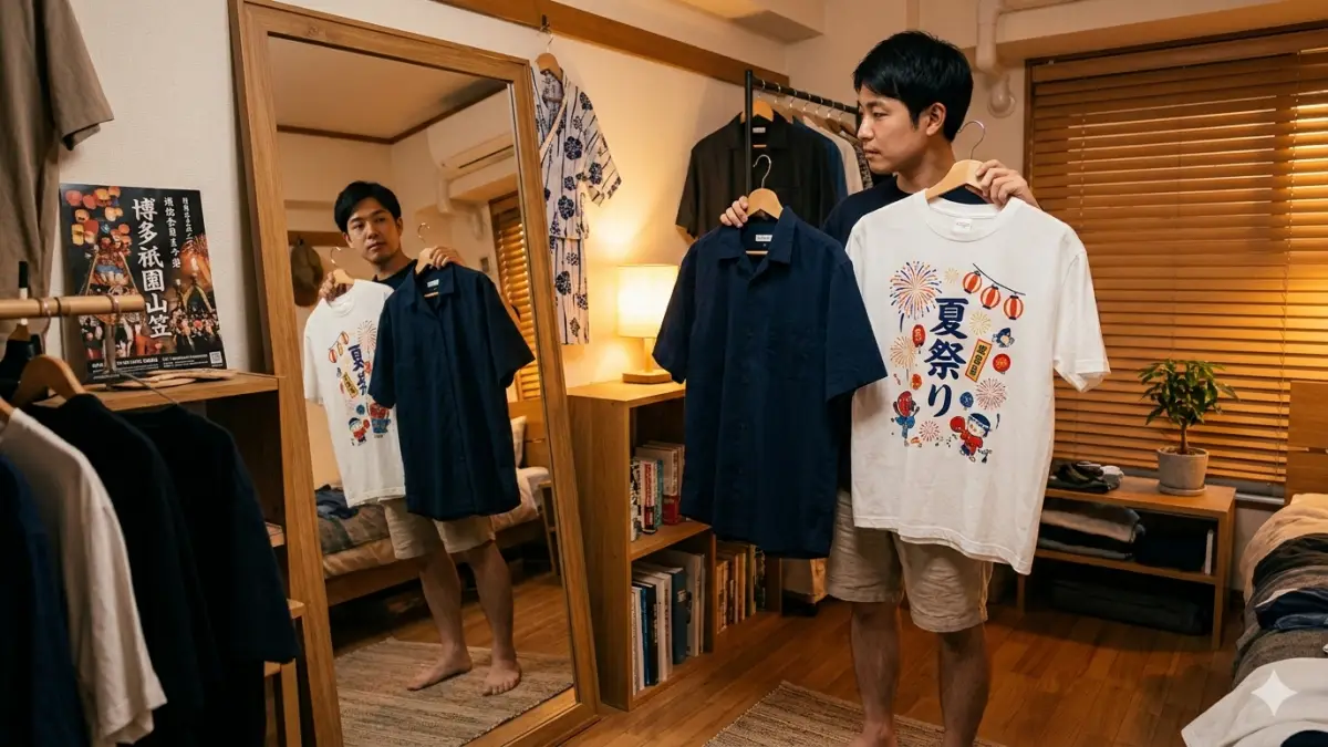 花火大会デートで迷う彼氏の服装 花火大会デートで私服を選ぶ日本人男性