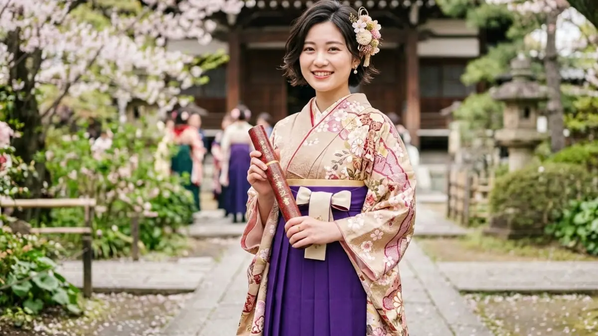 卒業式袴に合うショートヘアの着物髪型