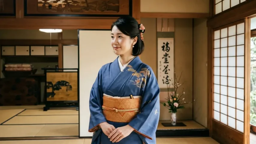 ボブのハーフアップ着物ヘア 着物髪型 ボブ30代に人気のハーフアップ和装ヘア