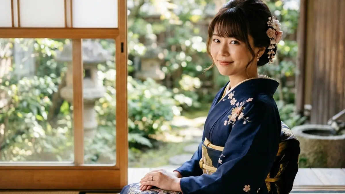 着物 髪型 ロング大人 前髪アレンジ和装ヘア