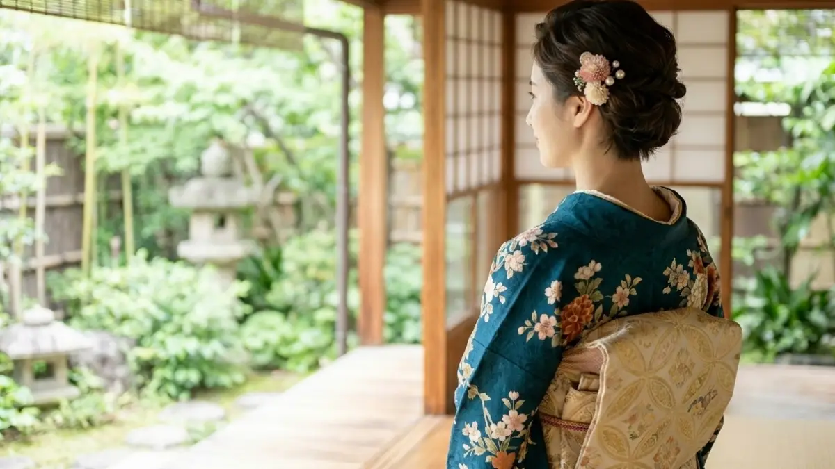 着物に似合うショートヘアの和装髪型 日本人女性