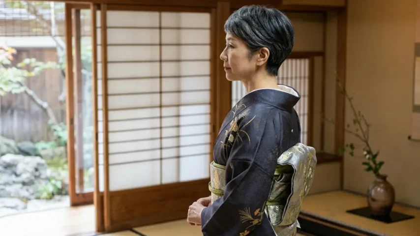 着物 髪型 ベリー ショート50代 着物の種類別ヘアスタイル