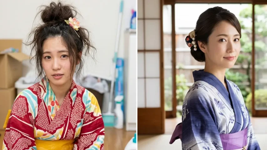 浴衣ヘアのNG例とOK例 浴衣髪型簡単不器用のNG例とOK例の比較