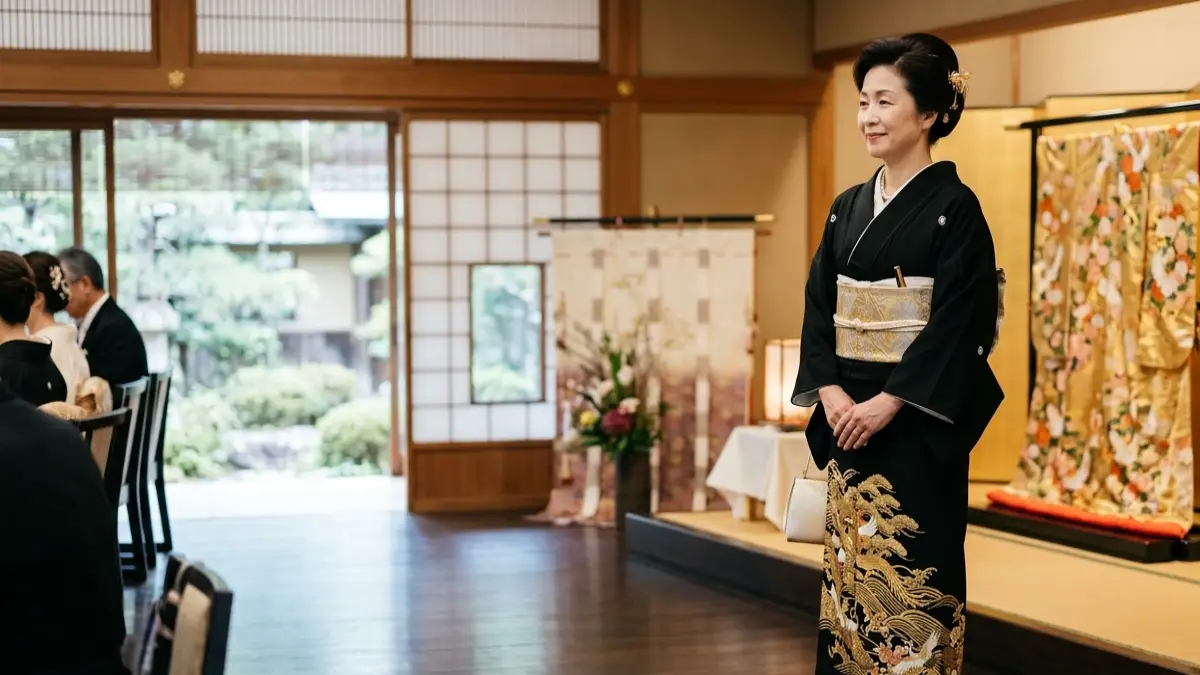 結婚式 着物黒 留袖の正装イメージ