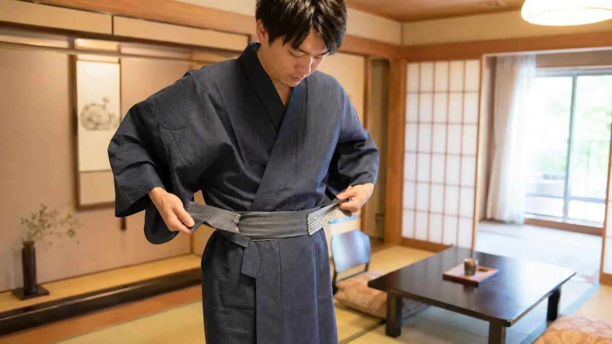 帯 結び方 男簡単の手順として浴衣帯を前で結ぶ男性