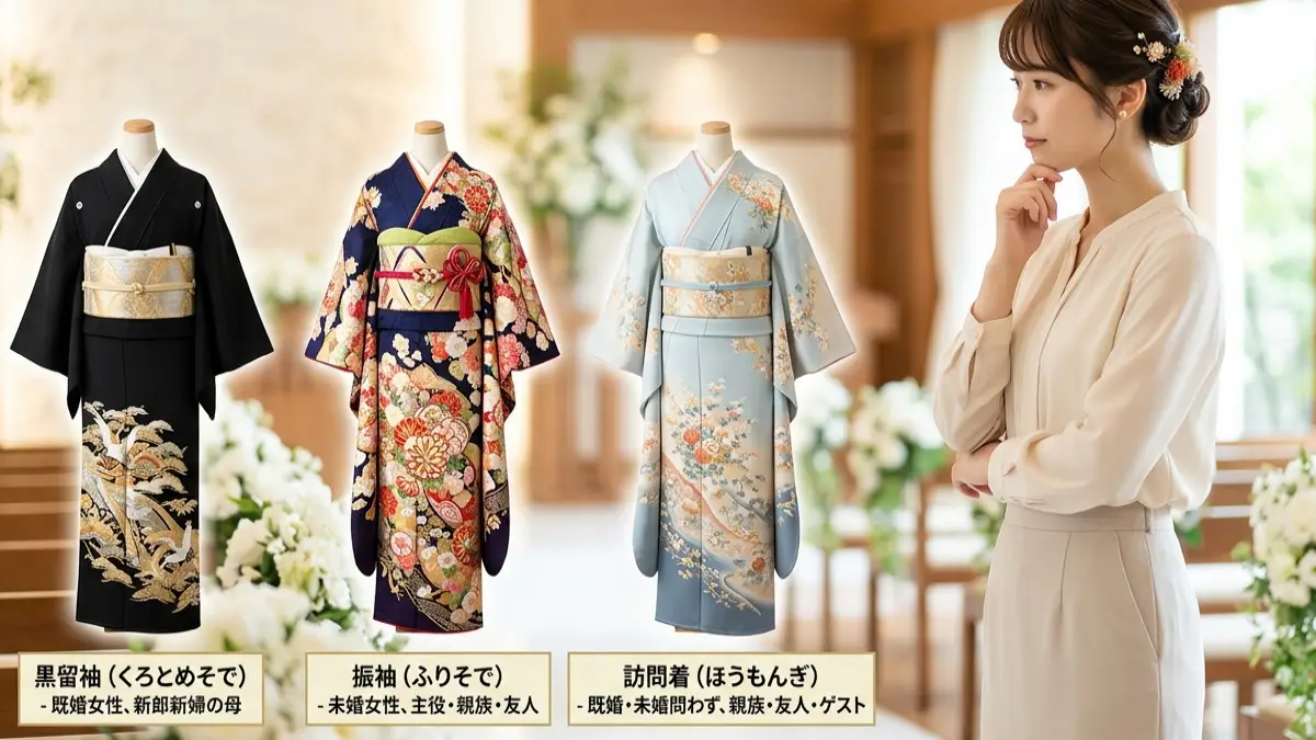 結婚式 着物黒を立場で選ぶ女性