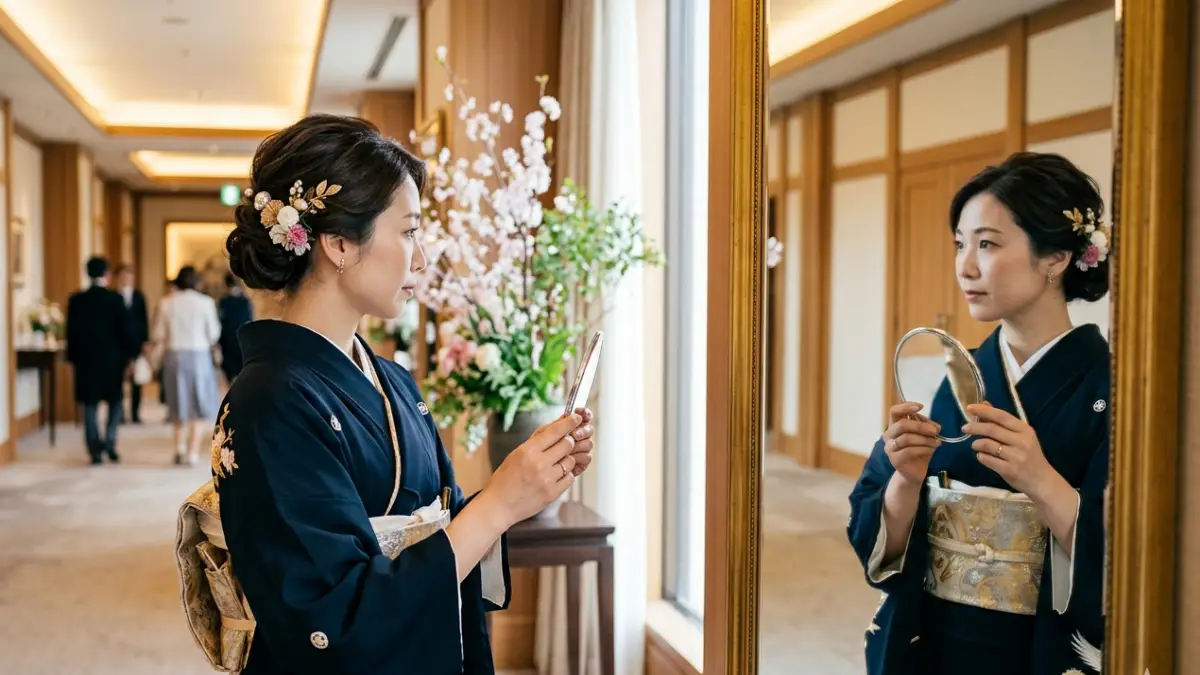 着物髪型 結婚式 親族30代の上品なまとめ髪とNG例の比較