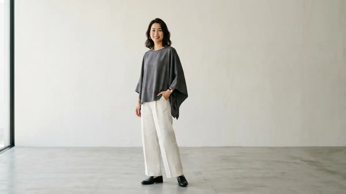 キモノスリーブの選び方が分かるコーデイメージ