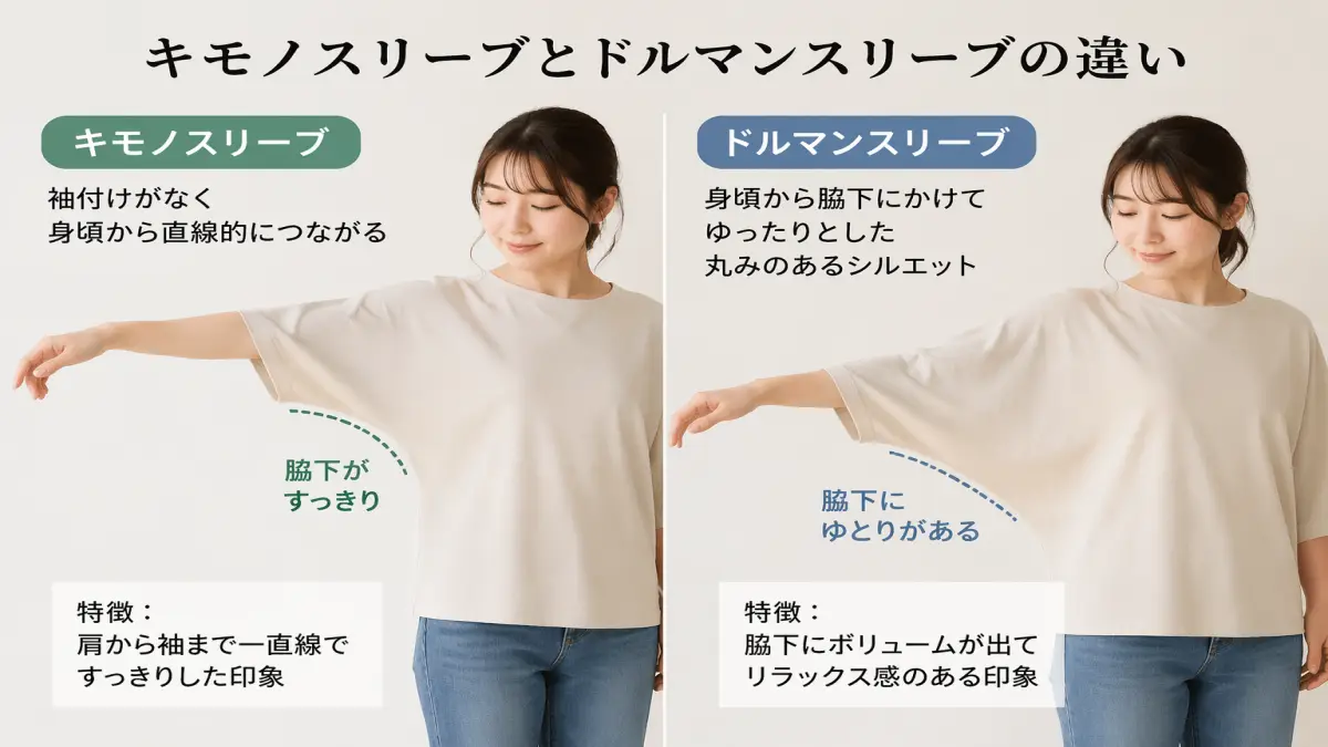 キモノスリーブとドルマンスリーブの違い比較