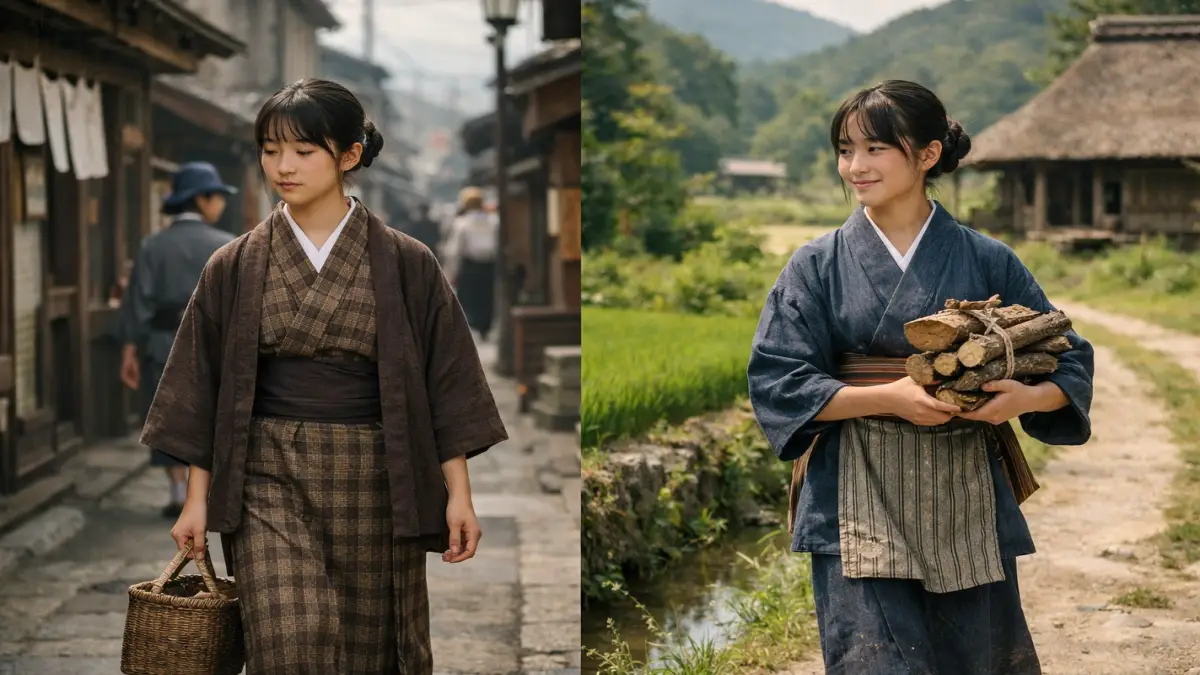 大正時代の女性の日常服 大正時代 着物 女性の普段の生活スタイルを表現した横長画像