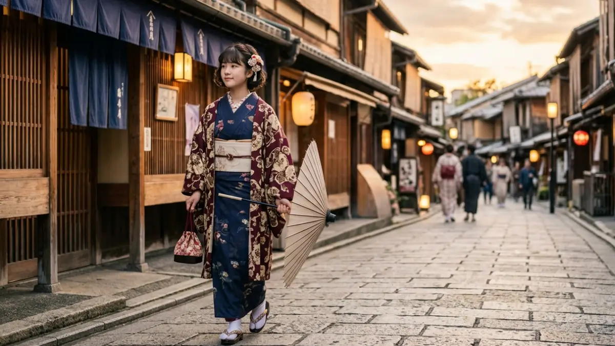 大正 ロマン着物 コートかわいいまとめ京都コーデ