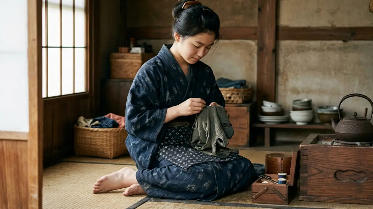 大正時代の普段着の基本スタイル 大正時代 着物 普段着の基本的な日常スタイルを表現した横長画像