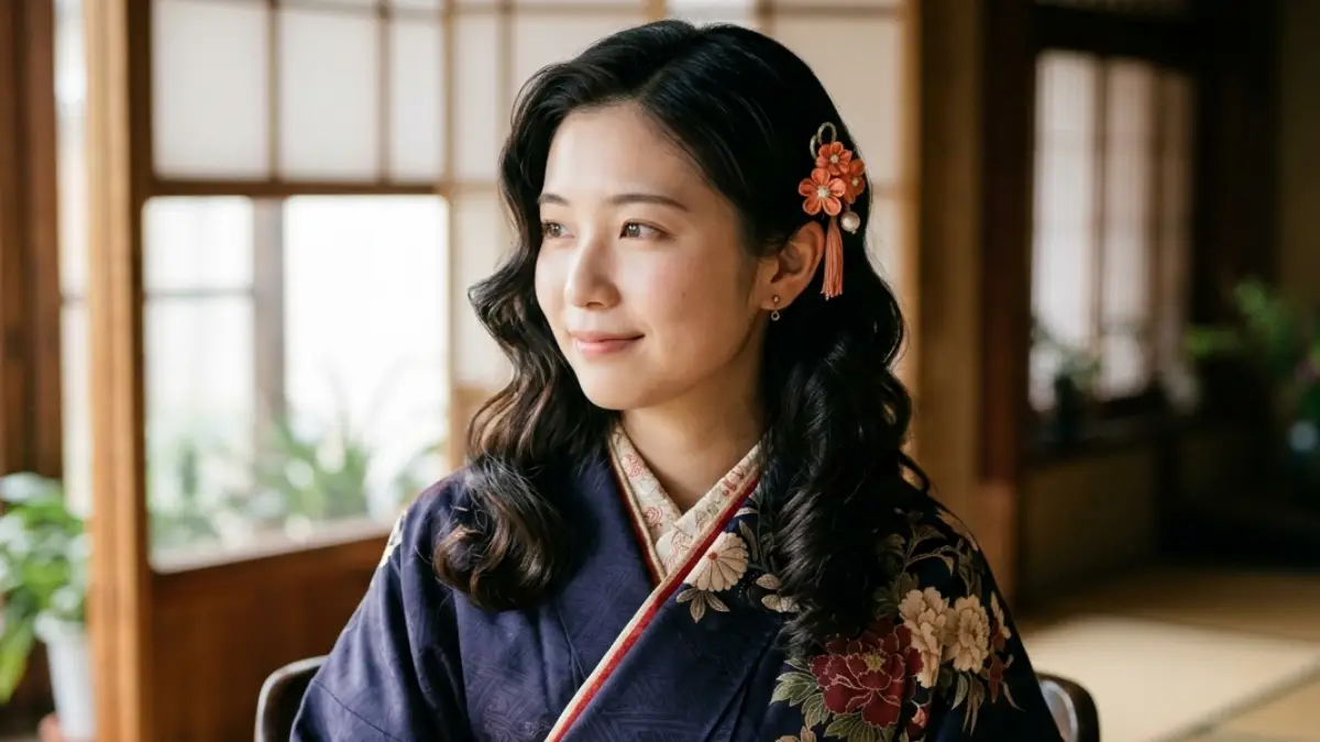 大正ロマン髪型のウェーブ例 大正ロマン 着物髪型 ウェーブスタイル