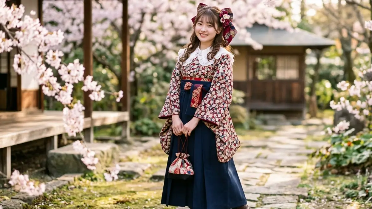 大正ロマンハーフアップスタイル 大正ロマン 着物髪型 ハーフアップ