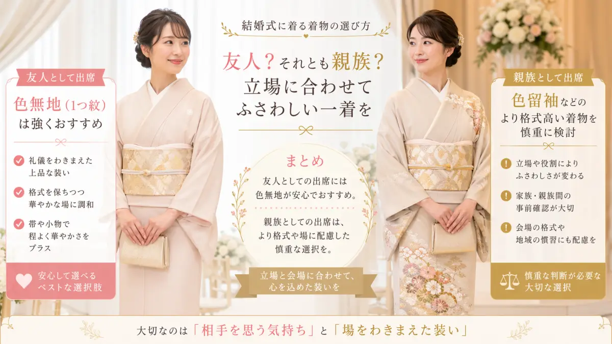 結婚式 着物色無地の結論をまとめた比較イメージ