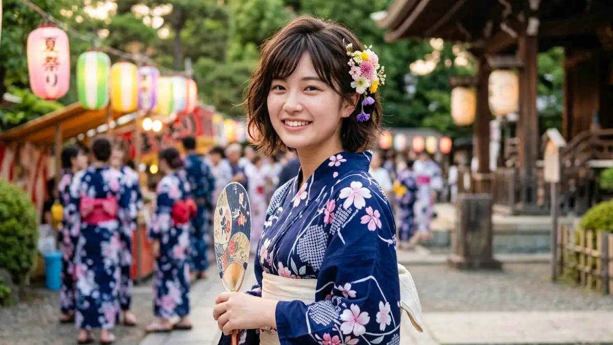 浴衣髪型ボブ高校生に合う髪飾り