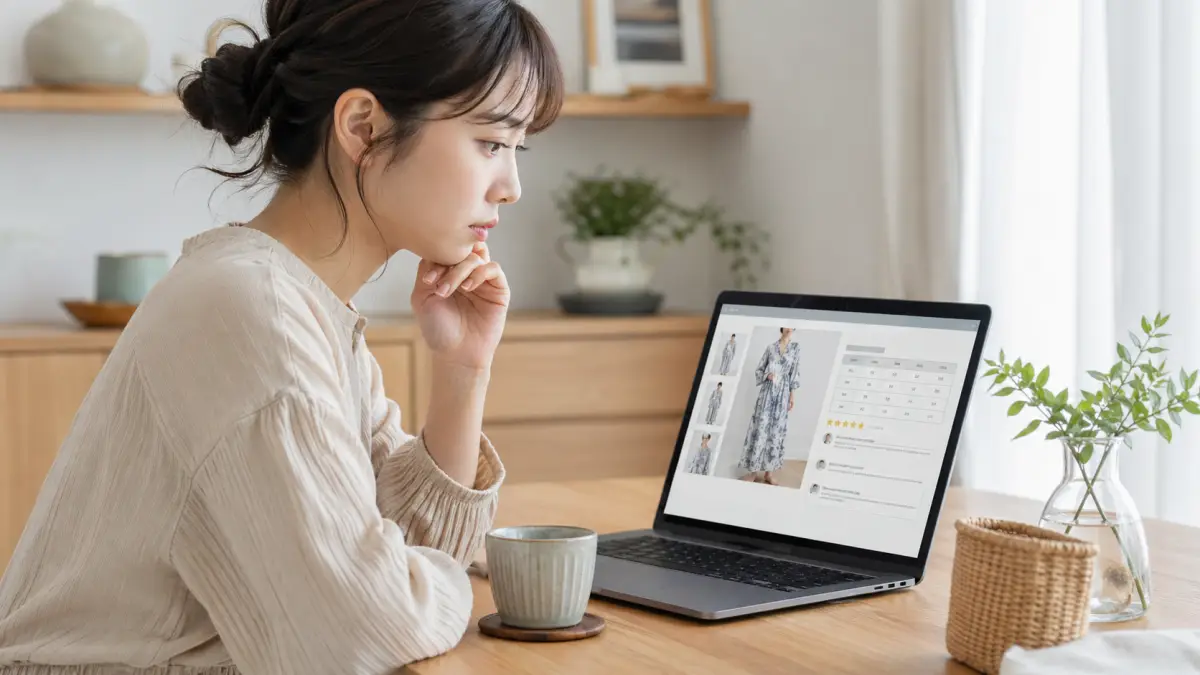 浴衣ワンピースを通販で選ぶときの確認点がわかる20代日本人女性のイメージ