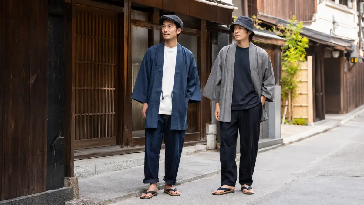 ジャパニーズ カジュアルの基本スタイル ジャパニーズ カジュアルの基本となる和装ミックススタイルの日本人男性