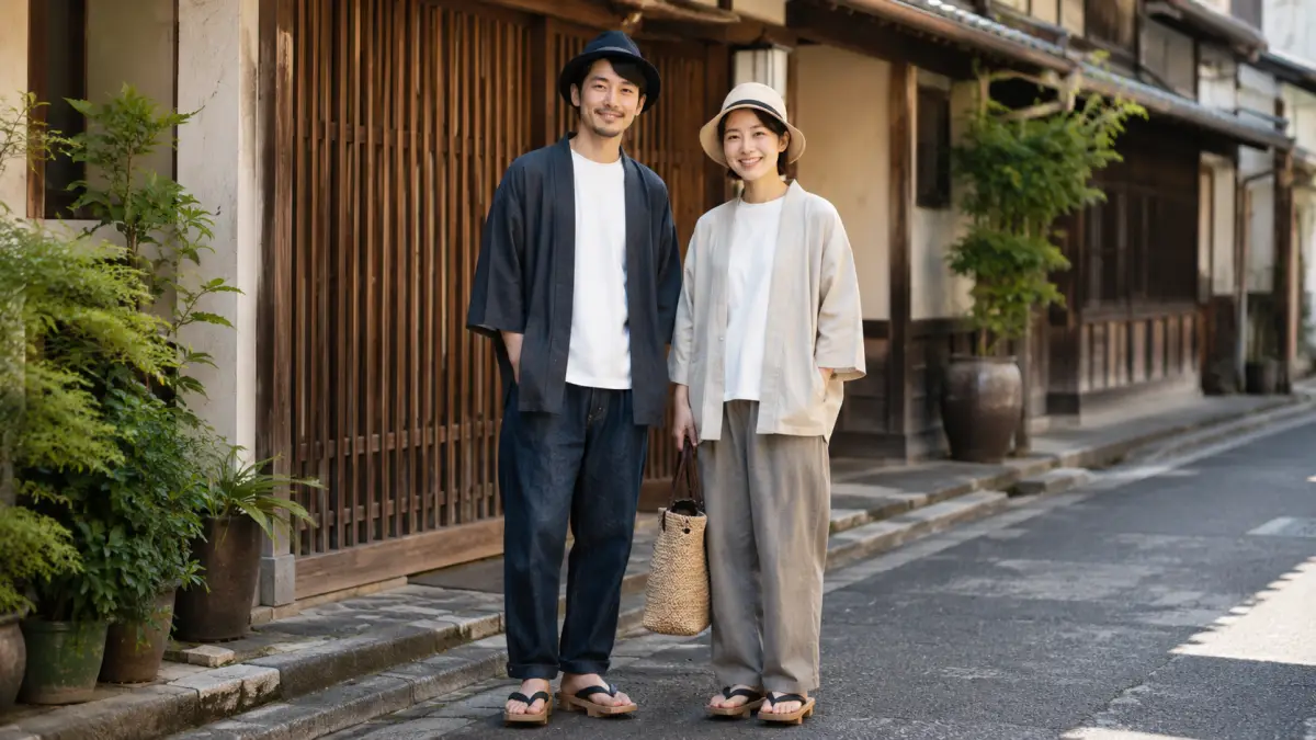 ジャパニーズ カジュアルまとめ画像 ジャパニーズ カジュアルのまとめとして和装ミックスを着こなす日本人男女