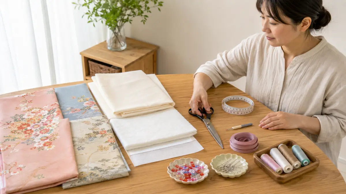 着物リメイクベッドカバー 作り方に必要な材料と道具