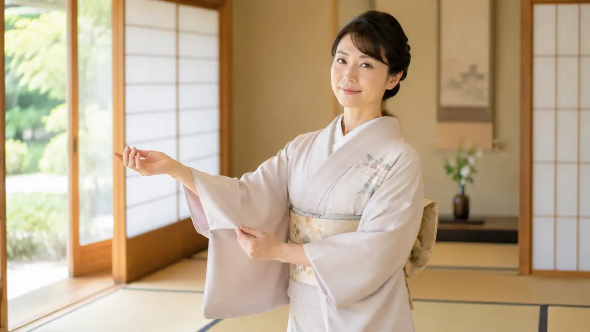 着物腕を上げる時に反対の手で袖を押さえる基本所作