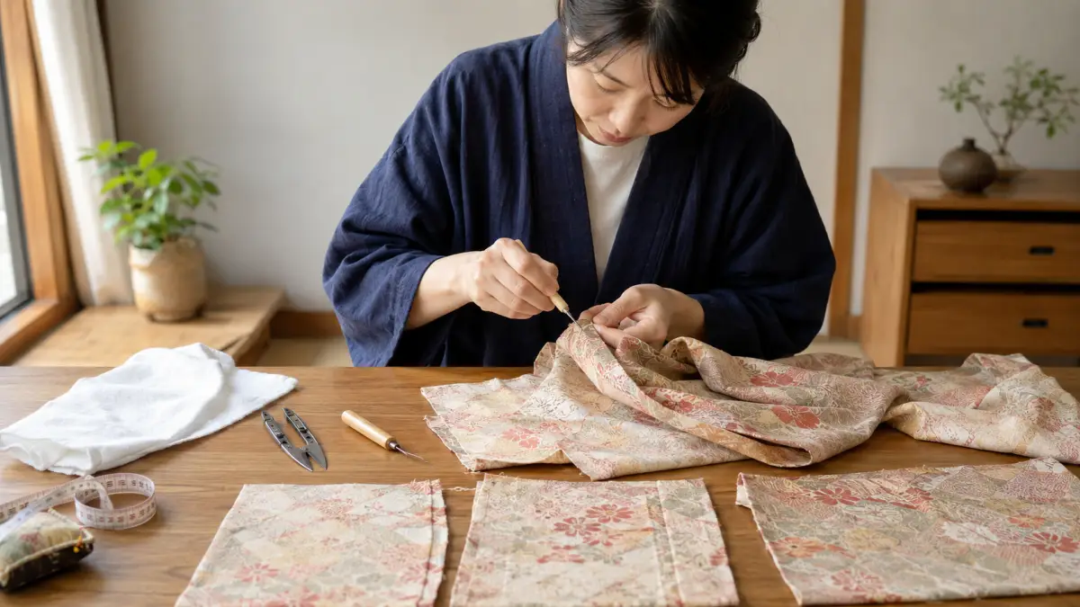 着物リメイクベッドカバー 作り方で必要な着物のほどき方