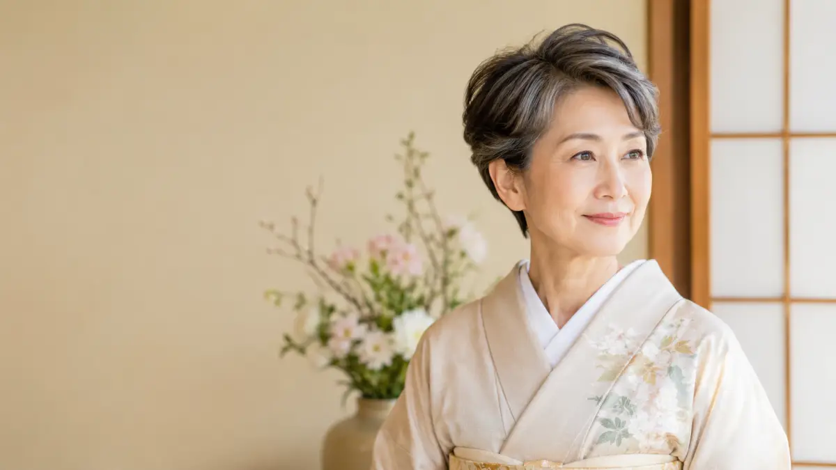 着物髪型 ショート60代はこれで安心｜老け見えしない整え方
