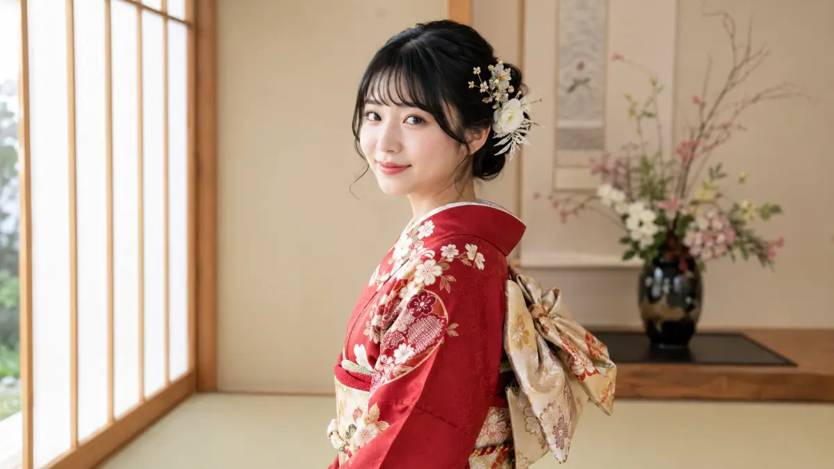 成人式の赤い着物に似合う髪色は？黒髪が安心な理由