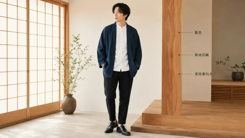 和洋折衷メンズブランドの中でも和モダン服を着る日本人男性
