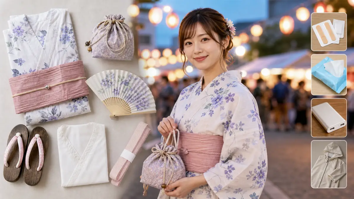 浴衣 祭りにおすすめの持ち物と便利アイテム