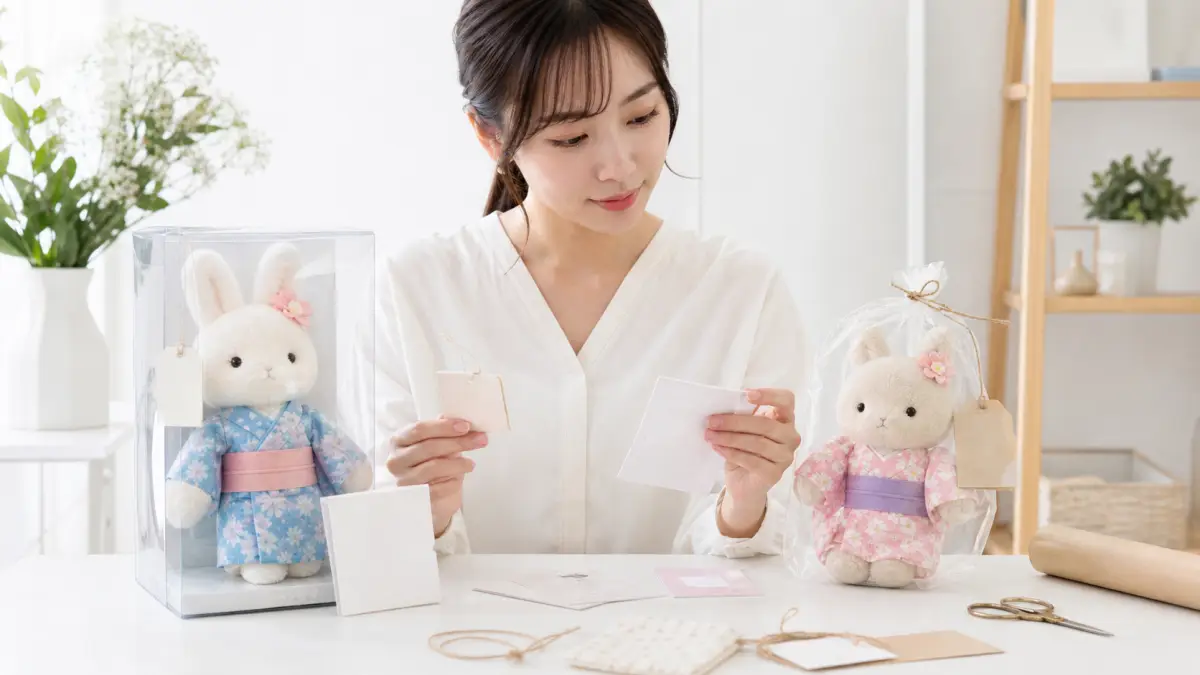 浴衣ぬいぐるみの公式品と非公式品を比較するイメージ
