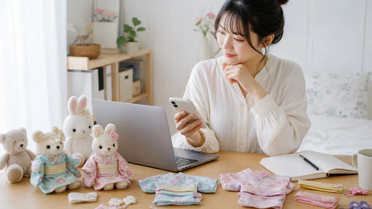 浴衣ぬいぐるみ通販で選び方を比較しているイメージ