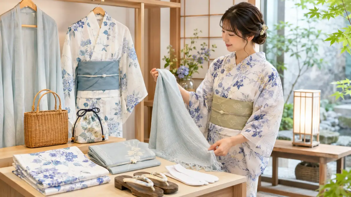 浴衣 いつから着るか迷う人におすすめの商品を選ぶ女性
