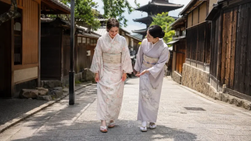 外国人が着物を着た時の反応 着物 外国人 反応として笑顔と歩きにくさを感じる観光客
