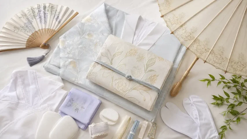 7月の結婚式で着物を着る際に使う夏用和装小物と着物一式