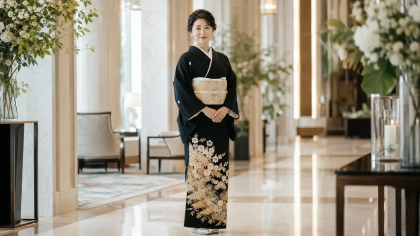 夏の結婚式着物 母親が黒留袖を着るイメージ