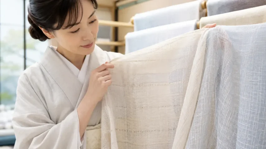 絽と紗の違いを比較する夏着物の生地と日本人女性
