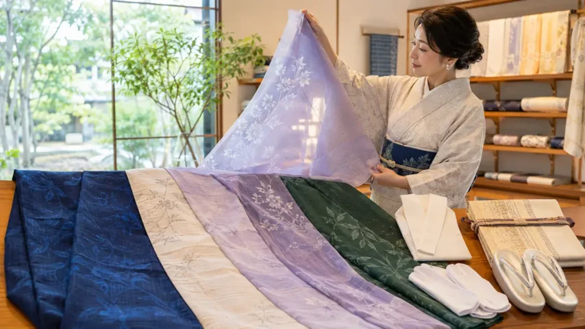 浴衣を着物として着る時に向いている綿麻や小千谷縮の素材