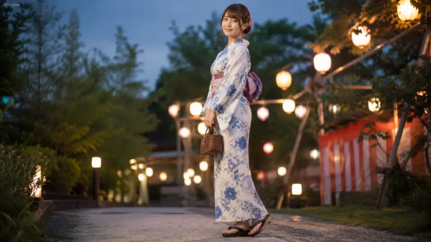 浴衣 美女に見えるコツとして姿勢と全身バランスを整えた日本人女性