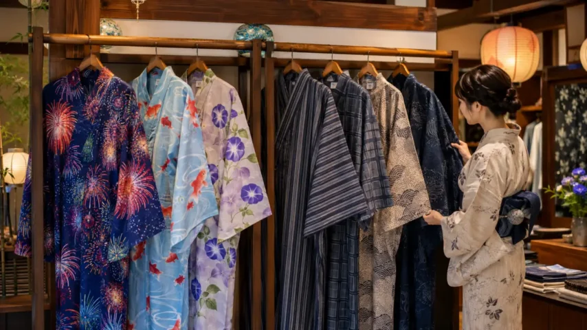 浴衣を着物として着る時に選びたい落ち着いた柄の浴衣