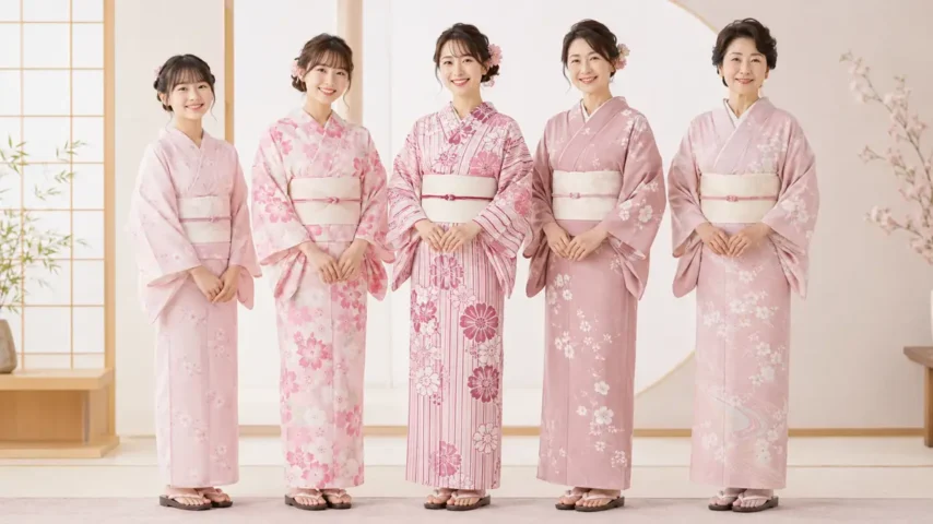 浴衣 ピンクを年代別に着こなす日本人女性のまとめ画像