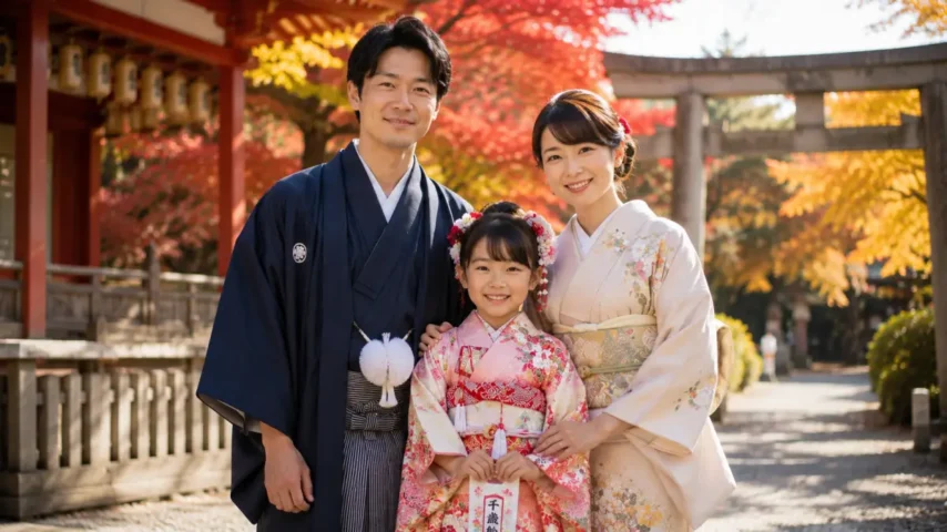 七五三 父親 着物 家族写真