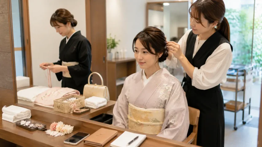 着物レンタル前のサイズ確認 京都着物レンタル夢館を予約する前に身長やヒップを測る日本人女性