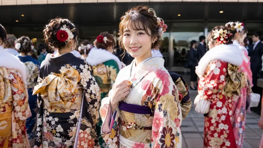 既婚者が成人式で振袖を着て参加するイメージ
